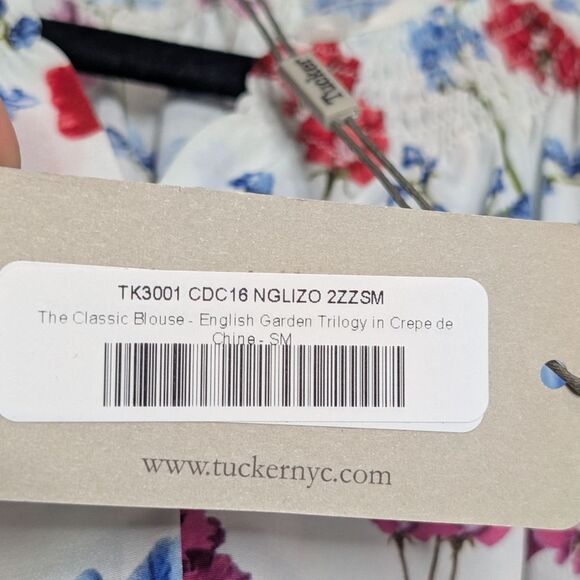 Tucker Classic Blouse English Garden Trilogy in Crepe de Chine Silk Top - Picture 5 of 8